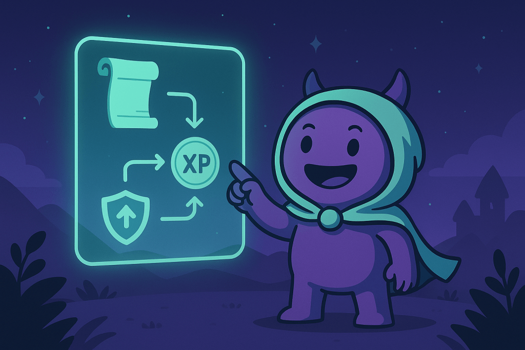 Gamy, das sympathische Maskottchen von Gamifikator erklärt die Welt.