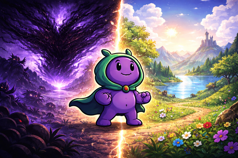 Gamy am Wendepunkt zwischen Schattenflut und schöner Welt.